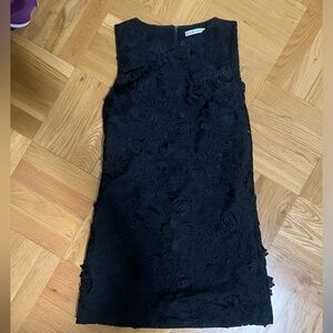 Alice + Olivia Clyde Black Floral Lace Sleeveless Shift Mini Dress, sz 6